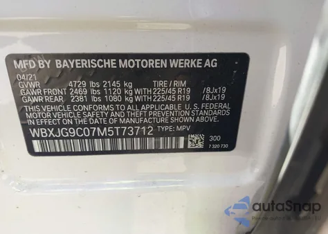 2021 BMW X1 xDrive28I from USA, damaged, VIN WBXJG9C07M5T73712